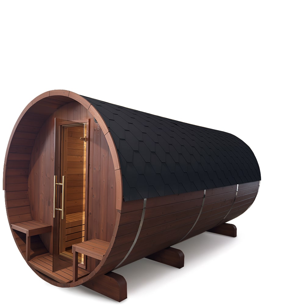 Große Fasssauna mit Vorraum | Werkseitig Vormontiert