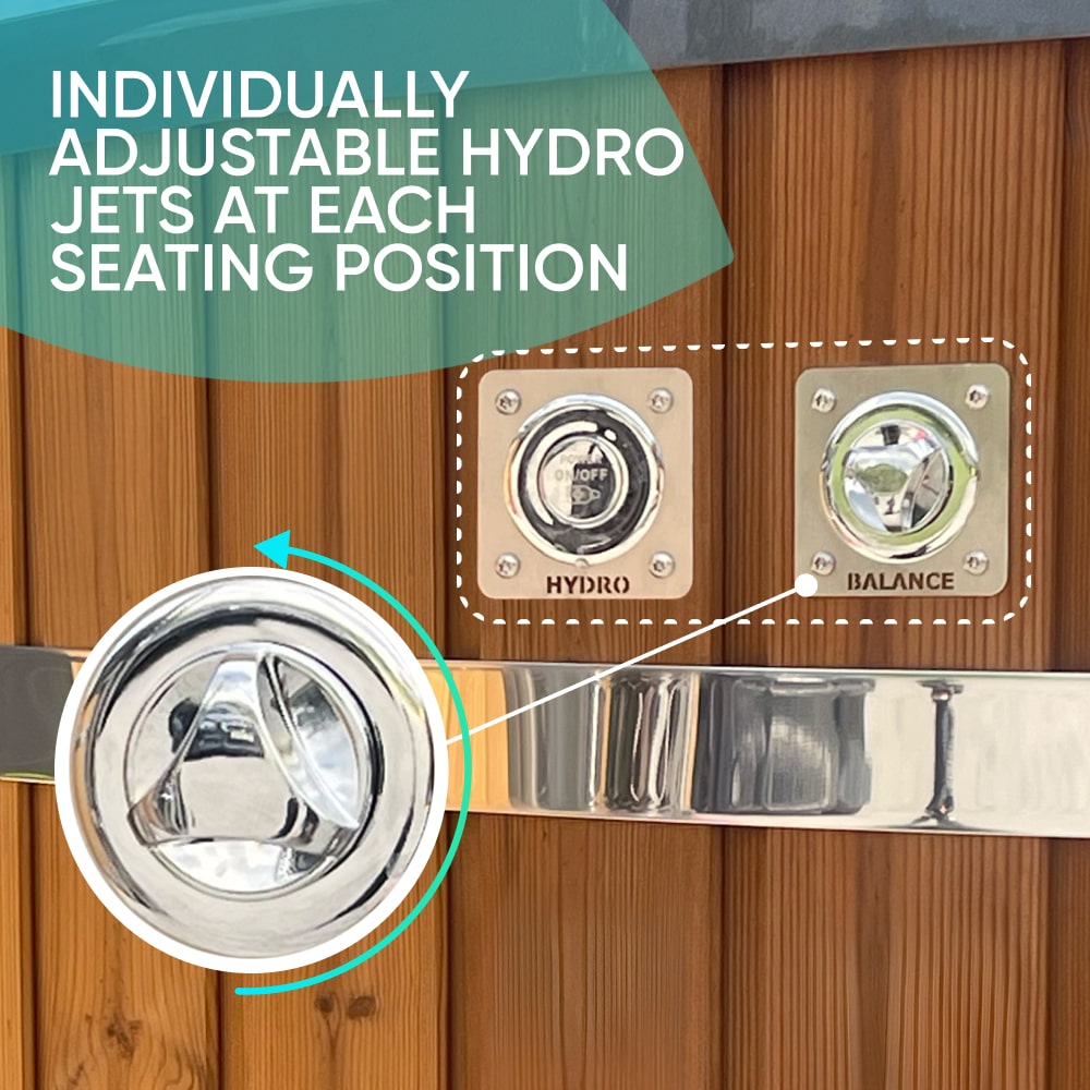 Whirlpool mit Holzofen – 28 Hydro-Jets, Innenofen Horizon | Für 4-8 Personen 