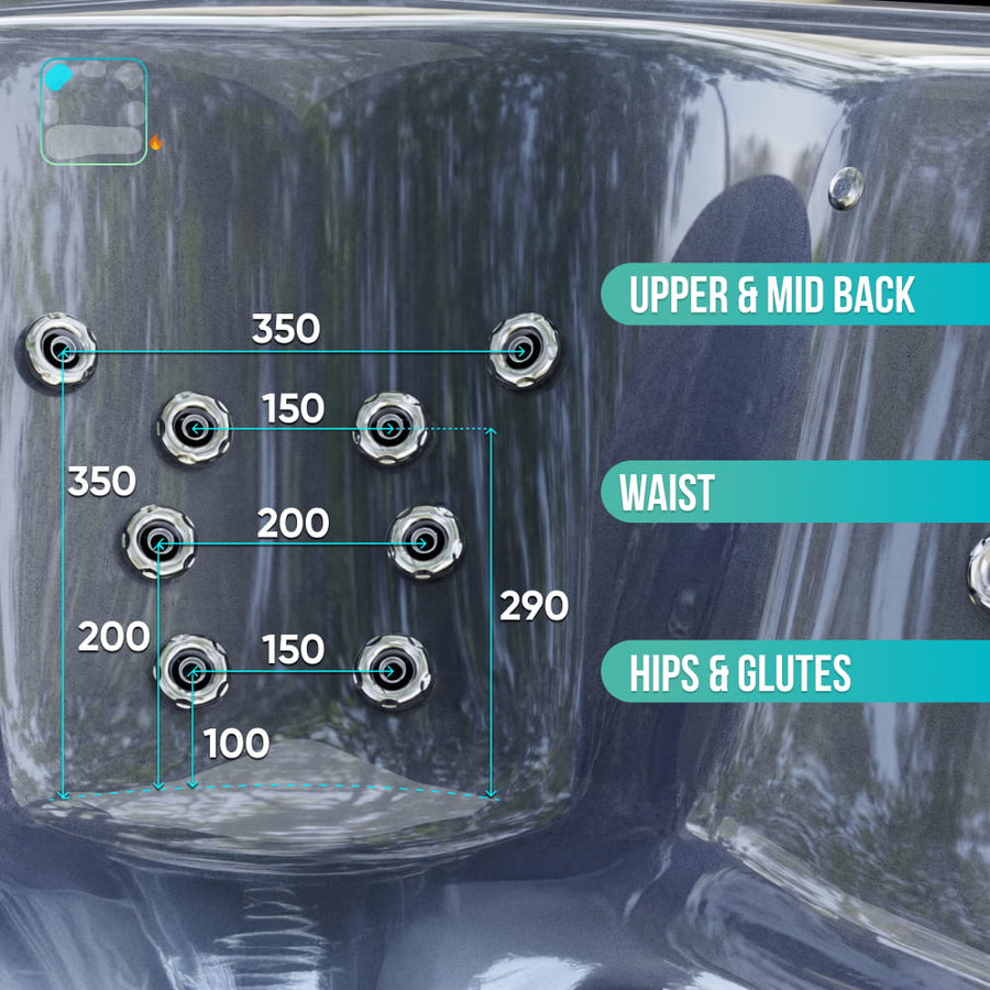 Premium Whirlpool mit Holzofen – 34 Hydro-Jets, Liegeposition | Für 6 Personen