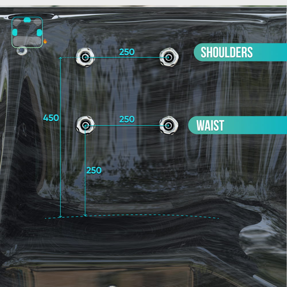 Premium Square Wood-Fired Hot Tub with 34 Hydro Jets & Reclining Lounger – Seats 6