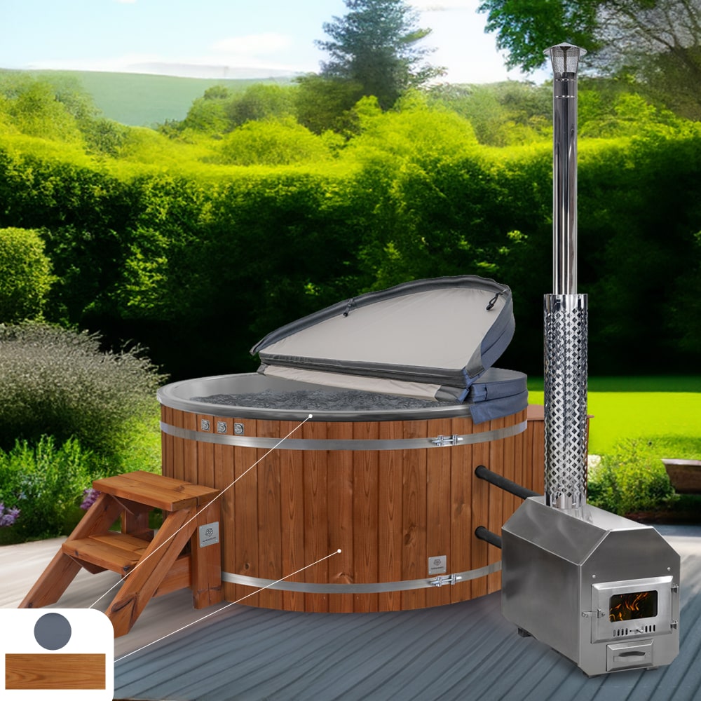Super Offer Premium Wood Fired Hot Tub with Sand Filter | External Heater