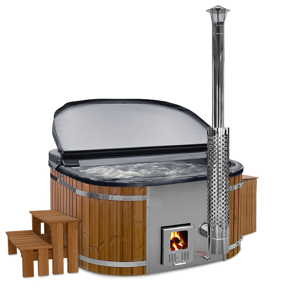 Die beste Konfiguration Premium Hot Tub | 4-6 Personen  | Integrierter Holzofen AISI 316