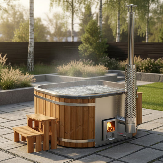 Die beste Konfiguration Premium Hot Tub | 4-6 Personen  | Integrierter Holzofen AISI 316