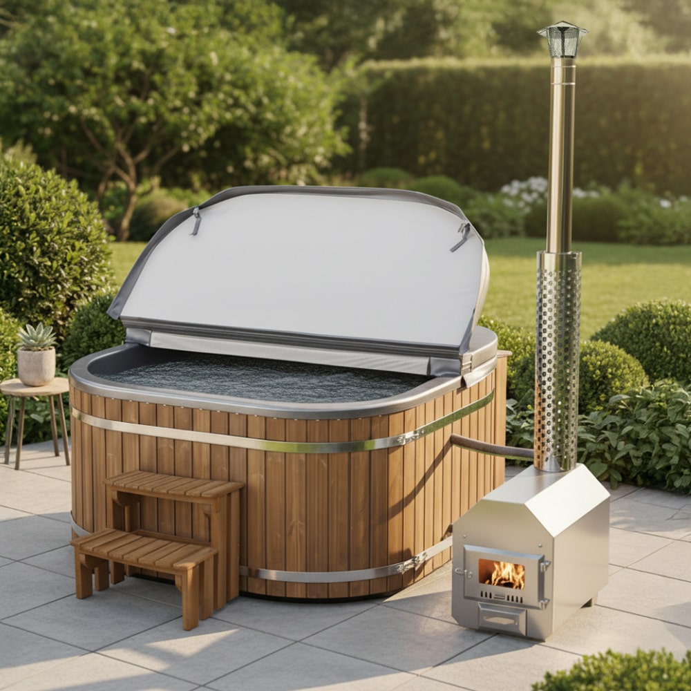 Eckiger Hot Tub mit Premium Filter | Beste Konfiguration | 6-8 | Externer AISI 316