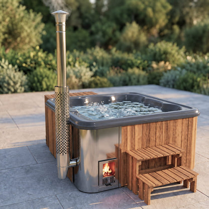 Konfigurieren Sie den eckigen Lounge-Hot Tub mit Heizung und Relaxliege – für 6 Personen