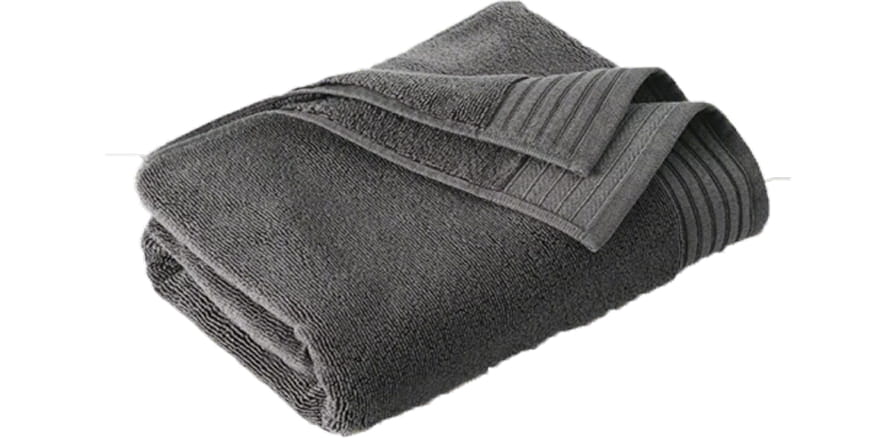 Folded gray blanket on a white background