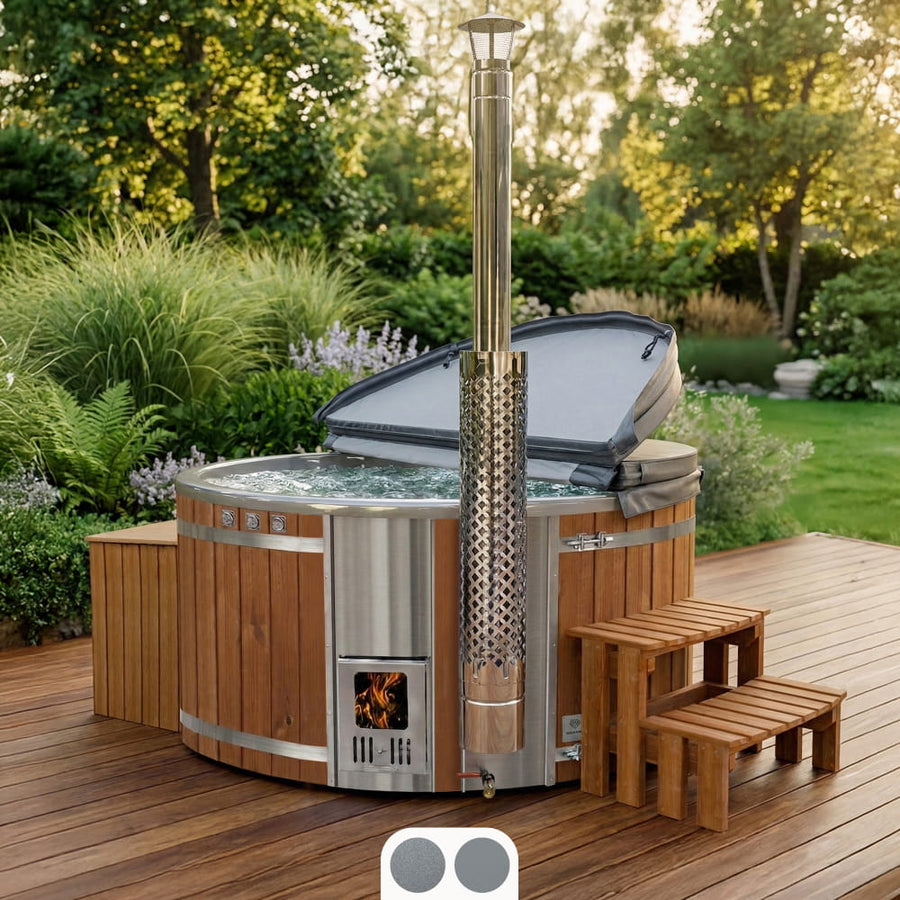 Badefass mit Sandfilter, UV-C, Hydromassagedüsen und LEDs | Für 4–6 Personen
