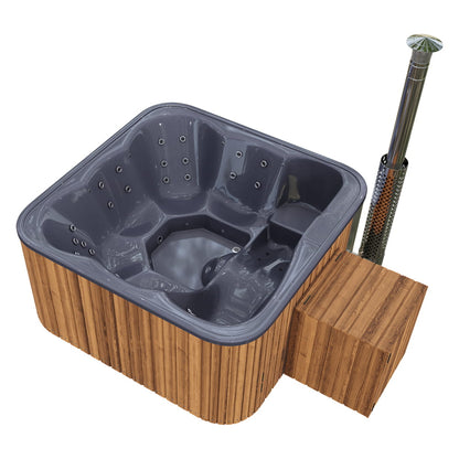 Premium Whirlpool mit Holzofen – 34 Hydro-Jets, Liegeposition | Für 6 Personen