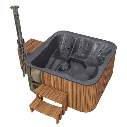 Premium Whirlpool mit Holzofen – 34 Hydro-Jets, Liegeposition | Für 6 Personen