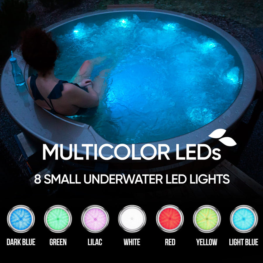 Badefass mit Sandfilter, UV-C, Hydromassagedüsen und LEDs | Für 4–6 Personen