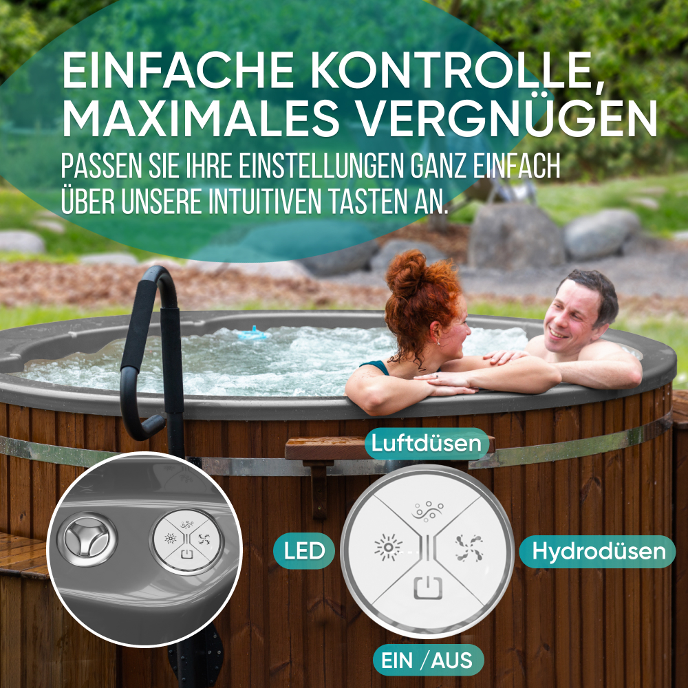 Hot Tub mit Luftdüsen, Hydrodüsen, LED, ON- und OFF-Tastensteuerung