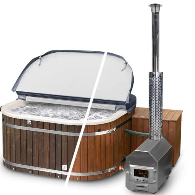 Hot tub mit Thermowood -Verkleidung, Holzbehandlung gegen keine Holzbehandlung