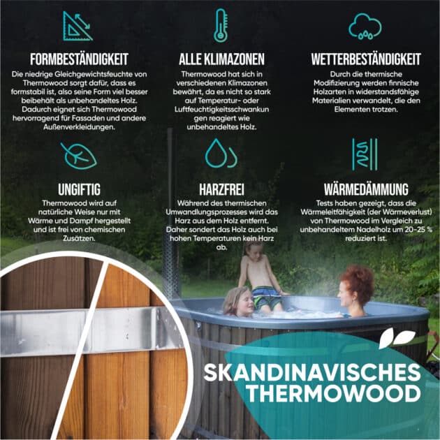 Vorteile des Quadratischer-Badezubers aus skandinavischem Thermowood