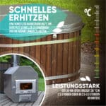 Ein starker Holzofen, der das Wasser schnell erhitzt