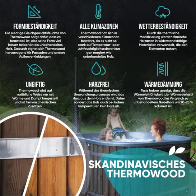 Vorteile des Quadratischer Badezubers aus skandinavischem Thermowood