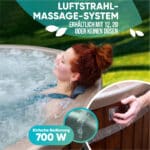 Ein Runder-Badezuber mit Holzfeuerung und Luftstrahl-Massage-System, 700 Watt stark
